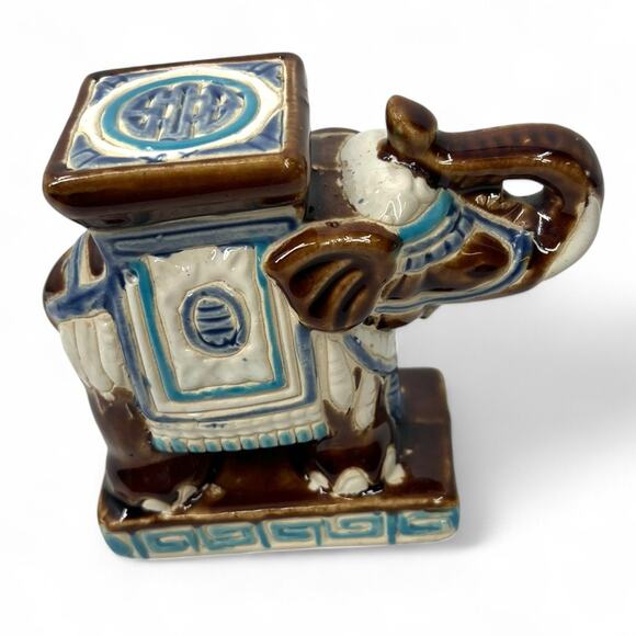 Vintage Indian Elephant Statue Decor Shelf Table Top Plant Stand Antique Ceramic - Picture 1 of 9